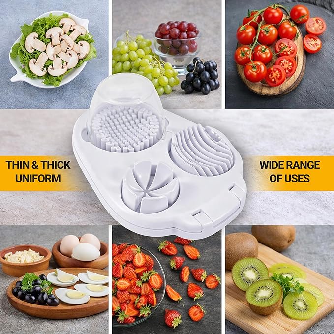 Egg Slicer 3-in-1 for Hard Boiled Eggs, Stainless Steel Wire Egg Cutter with 3 Slicing Styles, Heavy Duty Kitchen Tool for Eggs, Strawberry, Mushroom and Soft Fruits