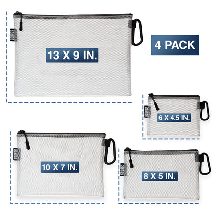 GOBAGS Air Production Multi‑Size Clear Zipper Pouch (4‑Pack) – Cable Organizer & Travel Gear Bag for Electronics, Camera Accessories, Tool Pouch & Small Tech Storage