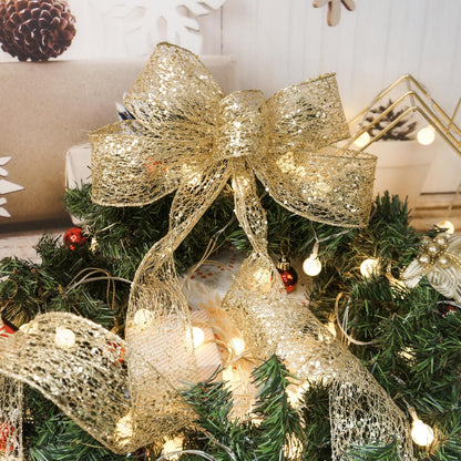 CT CRAFT LLC Sparkling Glitter Mesh Wired Ribbon 2.5" x 20 Yards Gold for Christmas Home Decor Bow Gift Wrapping DIY Crafts Wreath