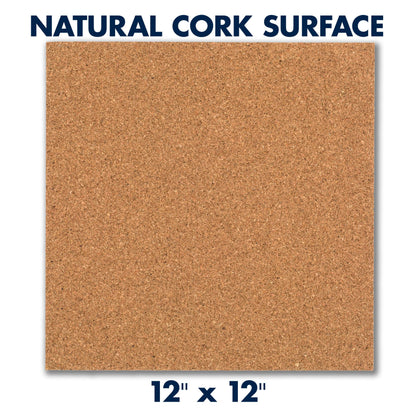 Quartet Cork Tiles, Bulletin Board Cork Panels 12" x 12" x 3/16", Natural, 8 Pack (108)