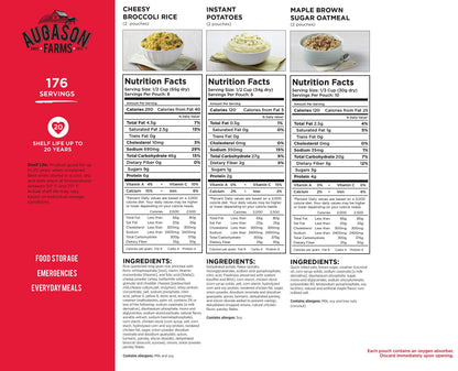 AUGASON FARMS Emergency Food Supply Bucket, 176 Servings, Dehydrated Meal Kit, Variety Pail, Long Shelf Life Just-Add-Water Meals for Prepping, Disaster Survival, Camping, Hiking, and More