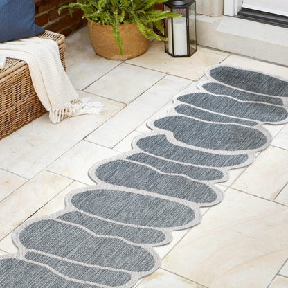 JONATHAN Y Rustic Abstract Indoor Outdoor Runner Rug 2X8 Blue/Cream, Jasper Modern for Backyard, Patio, Porch, Easy-Cleaning, High Traffic, Pet-Friendly, Non-Shedding (SHP101C-28)