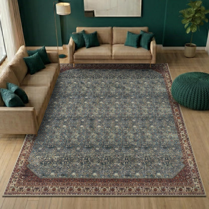 Keen Home Design 6x9 Rug - Machine Washable Area Rug with Non-Slip Backing, Ideal for Living Room, Dining Room, Bedroom - Vintage, Easy Clean, Durable, Low Pile Rug - (6' x 9')