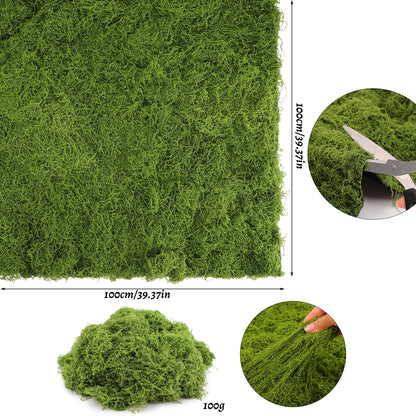 Ovveroche Fake Moss for Crafts 39" x 39" Faux Moss Mat with Base Fabric for Plants and 3.5 oz/ 100g Decorative Artificial Moss Green Faux Grass for Planters Crafts DIY Fairy Garden(Light Green)