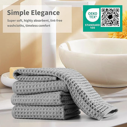 Microfiber Waffle Face Towels, 2 Pieces, Fast Drying, Lint Free 430 GSM