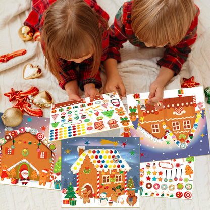 LINAYE 36PCS Make A Gingerbread House Stickers, Christmas Crafts Activities & Games, Party Favors for Kids 18 Finished Products