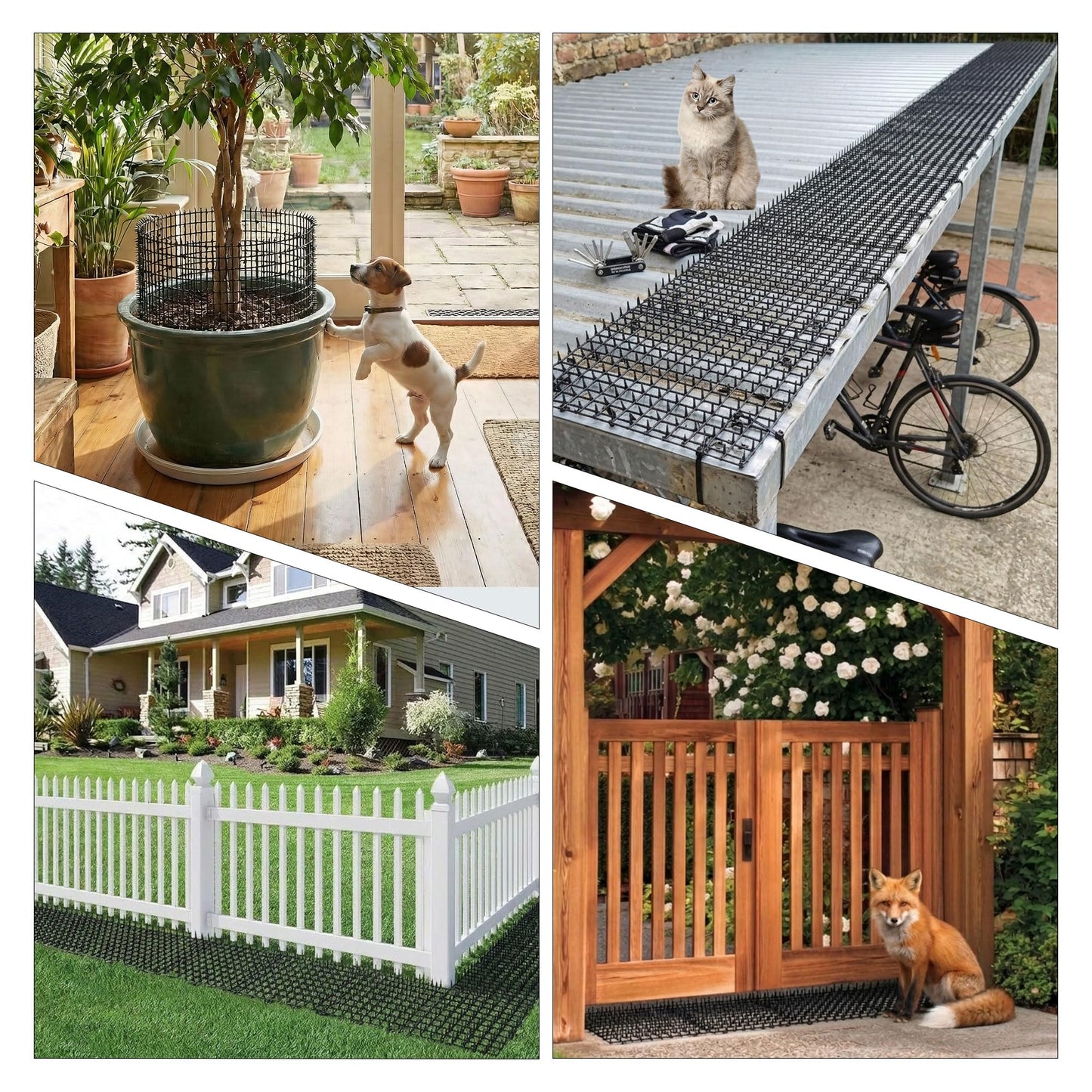 KOKMEYA Cat Repellent Mat, Black, 6.5 feet*2 with 16 Ground Stakes 16 Zip Tie, Cat Repellent Mat with Gentle Spikes for Garden/Backyard, Dog and Raccoon Deterrent Mat, 78.74 inches x 11 inches.