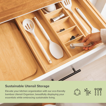 KitchenEdge Adjustable Kitchen Drawer Organizer - Expandable From 18.5 to 33 In and Adjustable Kitchen Drawer Organizer for Utensils and Junk - Expandable from 16 to 28 In Bundle