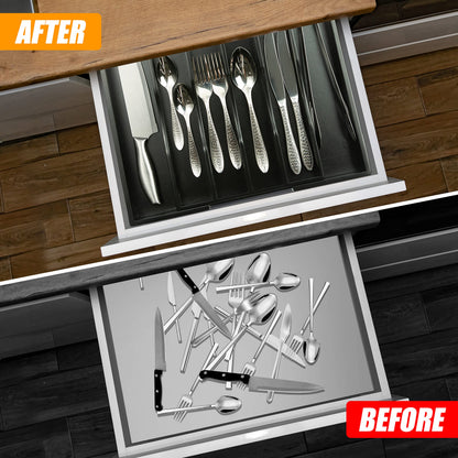 Kitchen Silverware Drawer Organizer and Storage Cabinet Utensil Rack Bathroom Counter Vanity Extra Large Big Cooking Drawer Organizers Countertop Pantry Storage Cabinet Best Kitchen Must Haves 2025