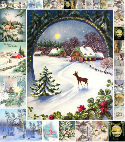 Decoupage Paper Pack (21 Sheets 6"x8") Christmas Winter Landscapes FLONZ Vintage Styled Christmas Pictures Cards for Decoupage, Craft and Scrapbooking