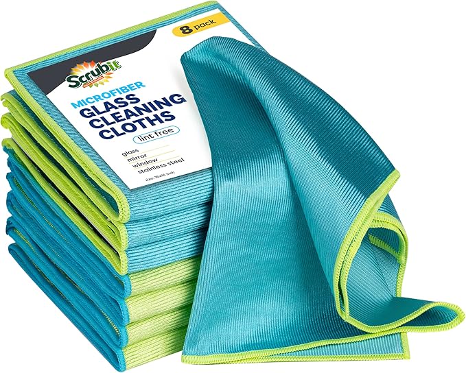 SCRUBIT Microfiber Cloths for Glass – Lint Free Window Cleaning Cloth for