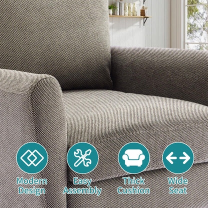OLIXIS Comfy Accent Chair for Living Room Bedroom and Waiting Room, Upholstered Mid-Century Reading Chair with Pillow and Solid Wood Legs, Wide Singe Modern Lounge Sofa (Gray)