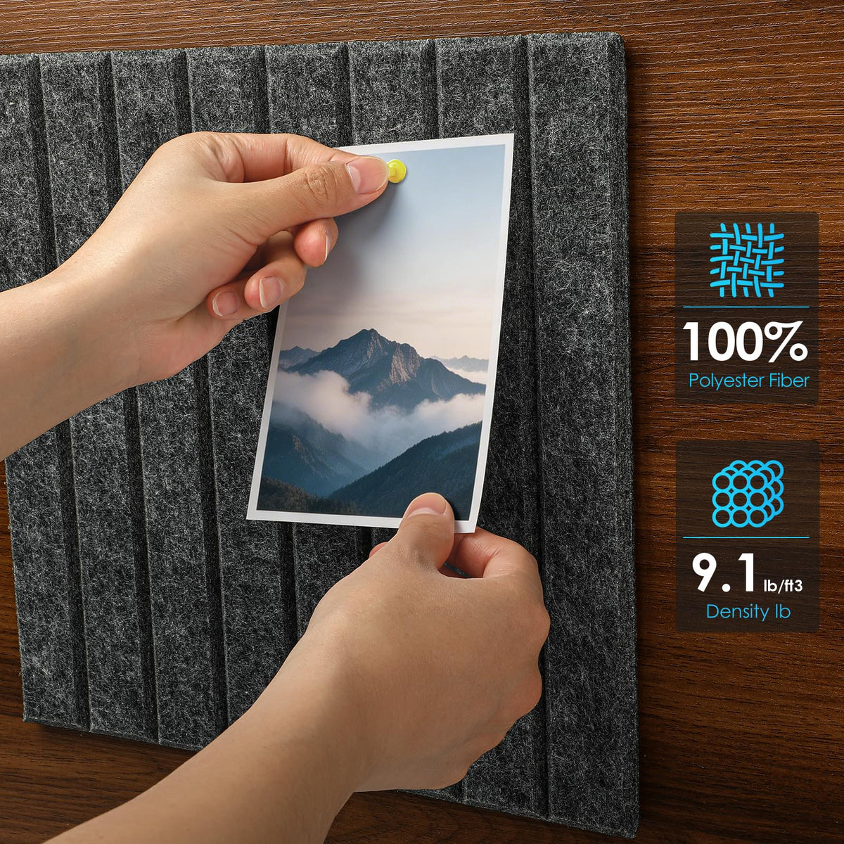 Bulletin Board 47" X 24" Cork Boards for Wall Alternative 8 Pack Grey Fine-Stripe Felt Bulletin Board 48 Safe Adhesive 35 Push Pins for Office School Home Room Decor