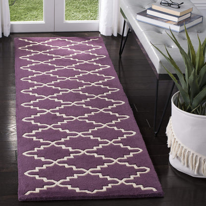 SAFAVIEH Chatham Collection 2'3" x 5' Purple / Ivory CHT721F Handmade Trellis Premium Wool Accent Rug