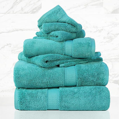 SUPERIOR Egyptian Cotton Pile 6 Piece Towel Set, Includes 2 Bath, 2 Hand