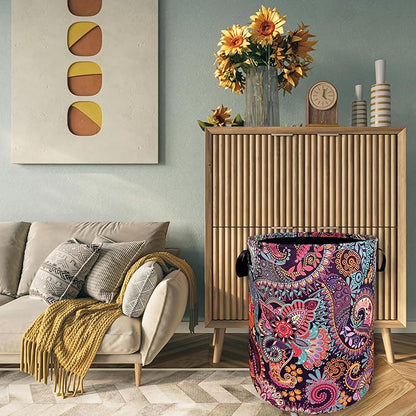 Mandala Paisley Laundry Hamper Retro Boho Colorful Laundry Basket