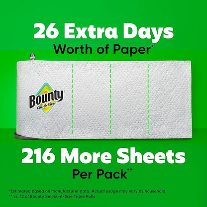 Bounty Quick-Size Paper Towels, 12 Family Triple = 40 Regular Rolls
