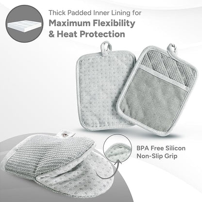 Casa Platino 8-Piece Mini Oven Mitt & Pot Holder Set – 500°F Heat Resistant
