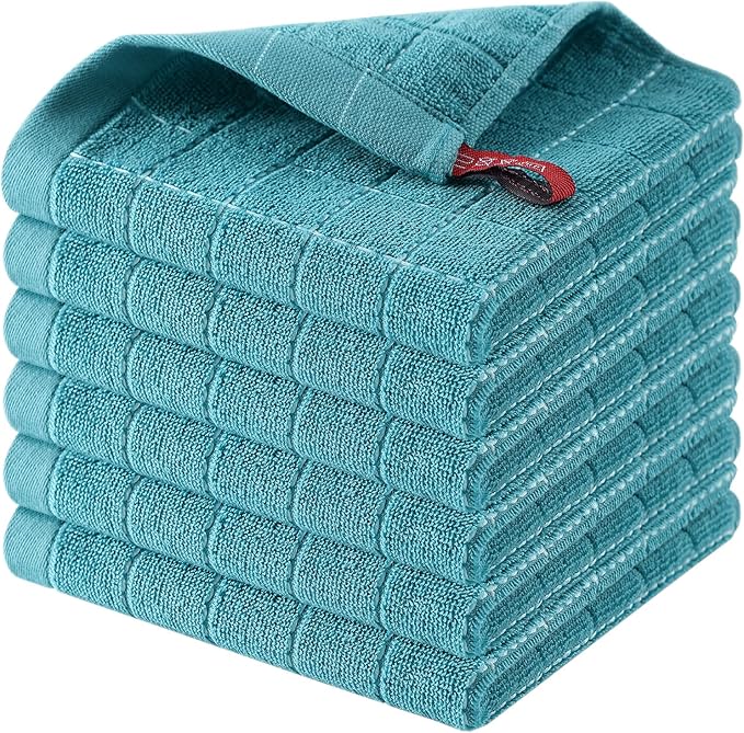Homaxy 100% Cotton Terry Kitchen Dish Cloths, Ultra Soft and Absorbent Dish