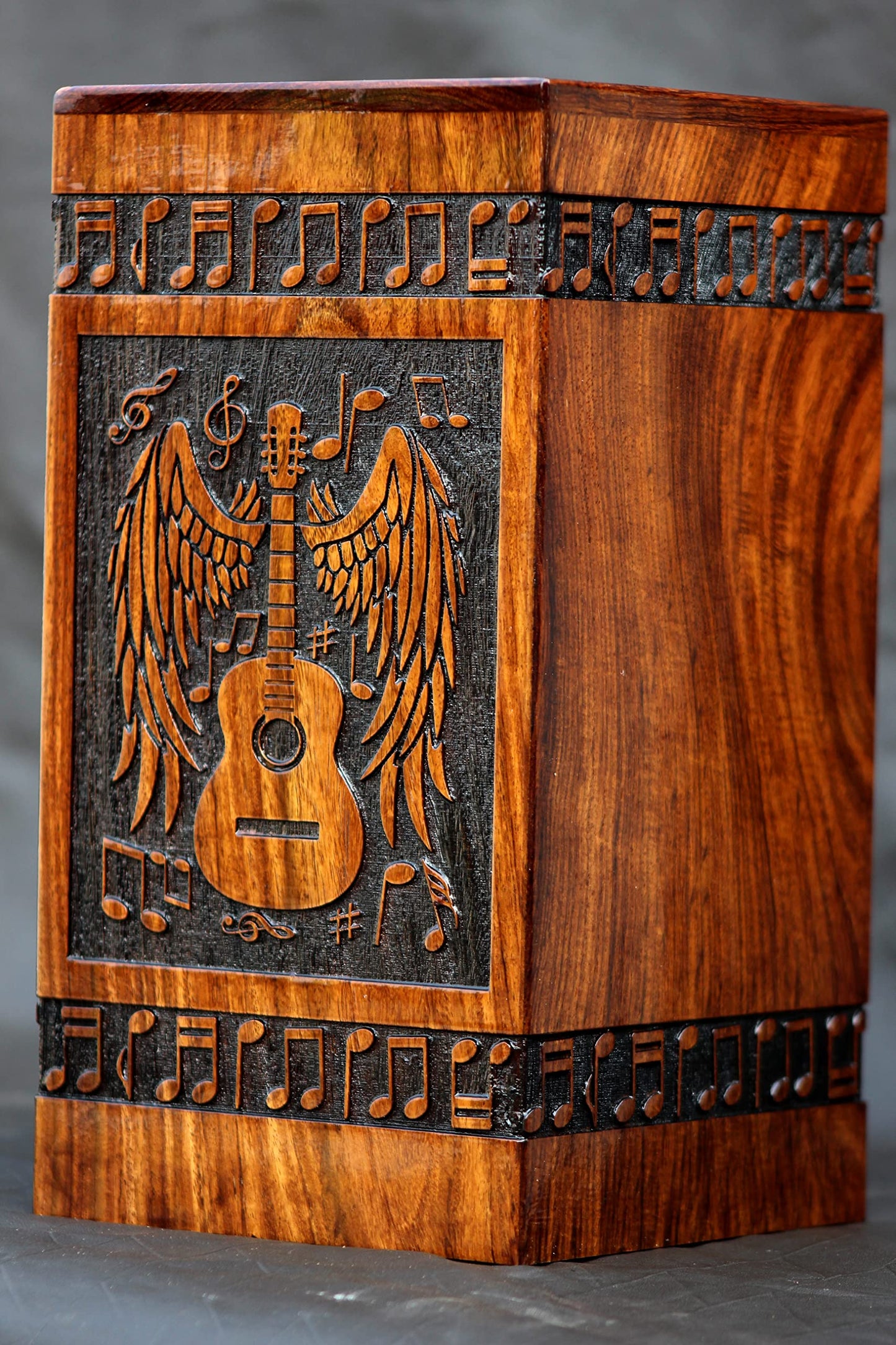 Handmade Rosewood Urn for Human Ashes - Eagle Design Wooden Urn Box, Cremation Urn for Ashes Handcrafted - Large Wooden Urn Box (M(9.5X5.5) 172 Cu)