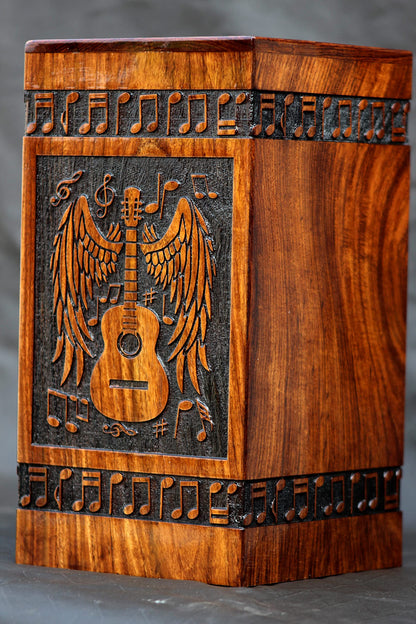 Handmade Rosewood Urn for Human Ashes - Eagle Design Wooden Urn Box, Cremation Urn for Ashes Handcrafted - Large Wooden Urn Box (M(9.5X5.5) 172 Cu)
