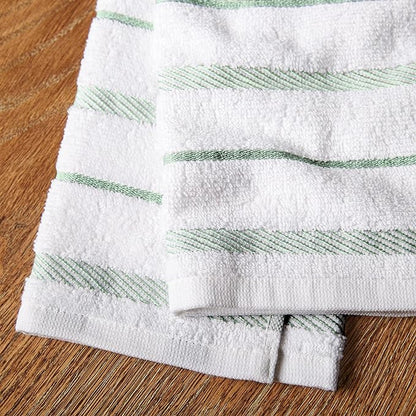 KitchenAid Albany Kitchen Towel 4-Pack Set, Pistachio/White
