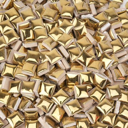 Samjobroad Gold Ceramic Mosaic Tiles for Crafts Bulk, 12mm Square Small Ceramic Tiles for Mosaic, 300g/200 Mosaic Pieces for Art Projects & Home Décor