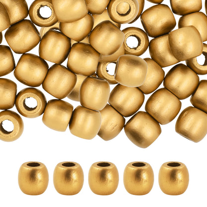 Mandala Crafts 200 Gold Large Hole Barrel Wooden Beads for Macrame & Hair Braiding – Jewelry Making Craft Beads