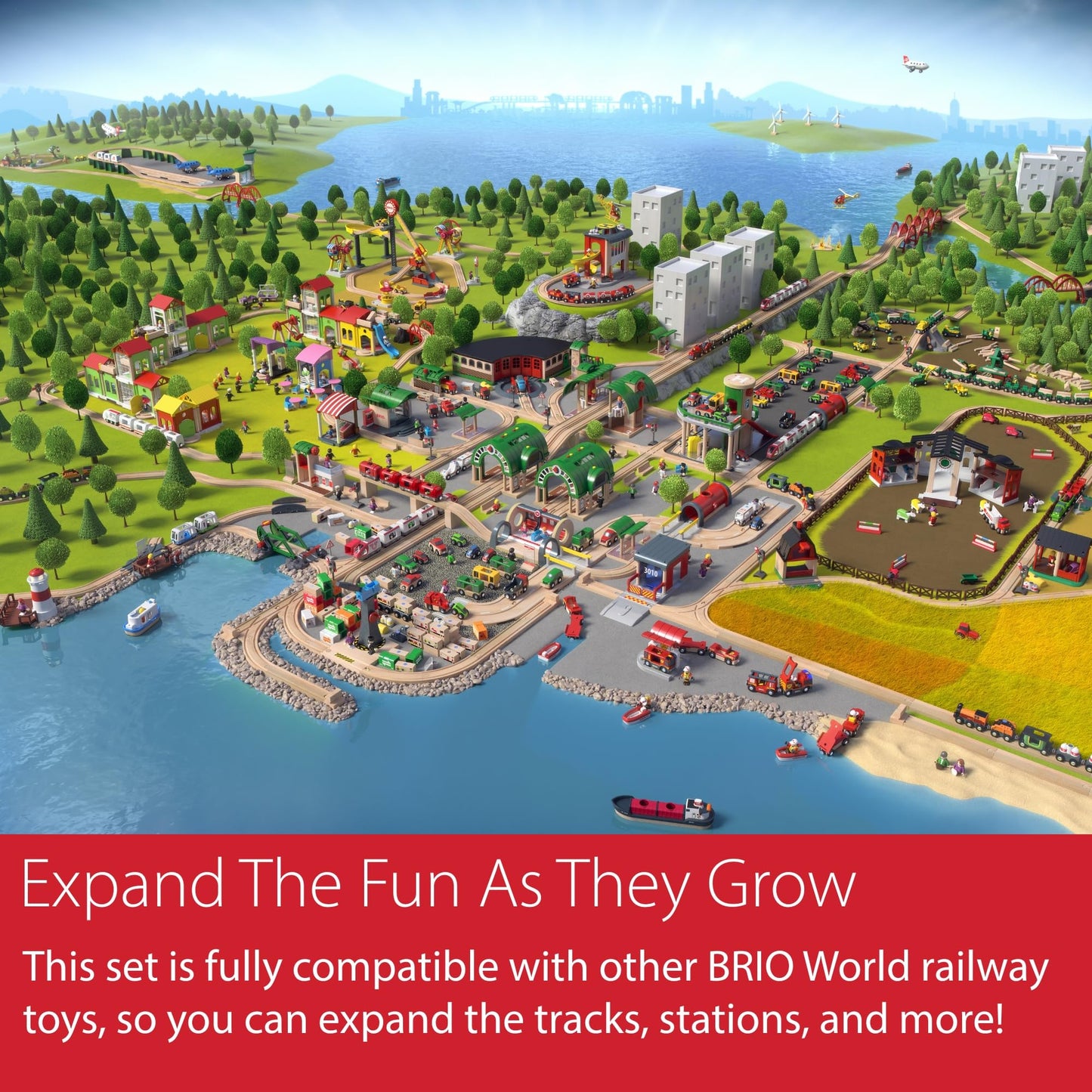 BRIO My First Railway Beginner Pack - 18-Piece FSC-Certified Wood Train Set - Compatible with All BRIO Sets - Includes Rainbow Bridge & Rattle Wagon - Safe Play - Toddlers Ages 18 Months & Older