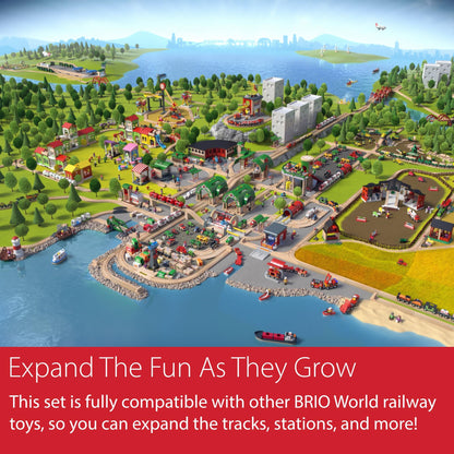 BRIO My First Railway Beginner Pack - 18-Piece FSC-Certified Wood Train Set - Compatible with All BRIO Sets - Includes Rainbow Bridge & Rattle Wagon - Safe Play - Toddlers Ages 18 Months & Older