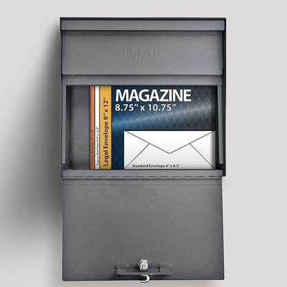Mail Boss 7161 Metro Locking Security Wall Mount Mailbox, Granite,Medium