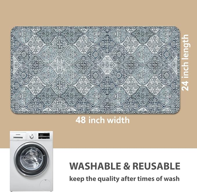 nunubaby Washable Pee Pads for Dogs, Stylish, Non-Slip and Leak-Proof Pee Pads. Reusable Potty Pads for Dogs for Crates and Floors.(Blue/Multi, 24" x48" )
