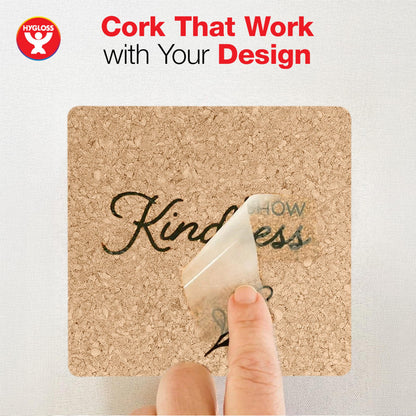 Hygloss Products Natural Cork Coasters - Eco Friendly Absorbent Square for Drinks, Trivets, and DIY Crafts, 3mm, 6 inch, Set of 6
