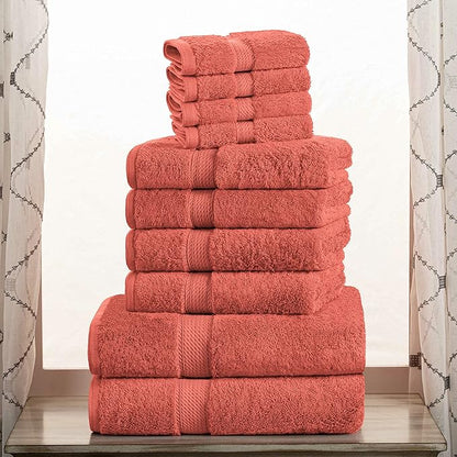 SUPERIOR Egyptian Cotton Solid Towel Set, Washcloths 13” x 13”, Hand Towels 20”