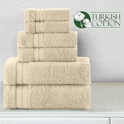 Elegant Comfort Luxury 6-Piece Towel Set, Premium Soft 100% Turkish Cotton