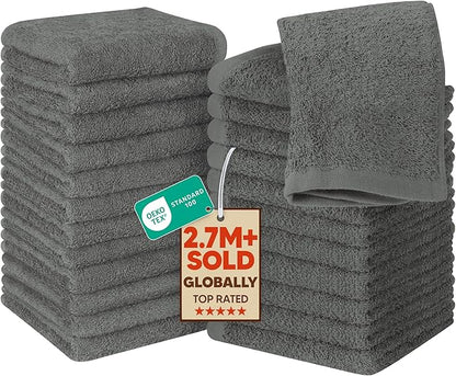 Utopia Towels 24 Pack Cotton Washcloths Set, 100% Ring Spun Cotton, Highly