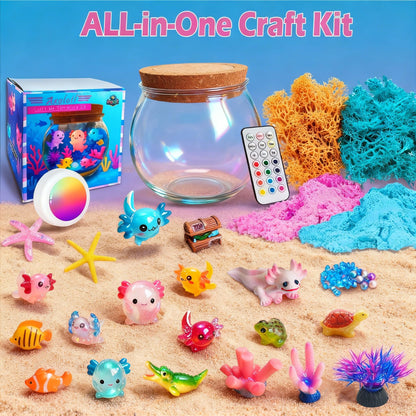 Axolotl Gifts for Girls & Boys – DIY Glow Jar Toy with LED – Cute Axolotl Night Light Arts and Crafts for Kids Ages 4 5 6 7 8-12 Year Old – Great Room Decor, Birthday Decorations & Easter Gifts