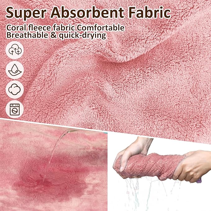 Soft Dog Bathrobe Fast Drying Dog Coat, Super Absorbent Dog Towels for After Bath, Microfiber Pet Robe Adjustable Collar & Belly Warm Keeping Dogs Coat for Pet Dogs & Cats (Pink, X-Large)