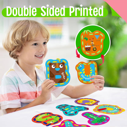 SpriteGru 26PCS Kids Lacing Cards, 26 Double Sided Uppercase Sewing Cards with 26 Colorful Laces, Imagination Development Lacing Toys Games for Children Educational and Learning Activity