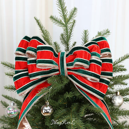 MAYREEL 2.5 Inch Christmas Velvet Ribbon with Wired Edge – Red & Green Double Color, 10 Yards Roll – Classic Holiday Craft, Wreath Supplies, Bows, Garlands, Gift Wrapping & Decoration