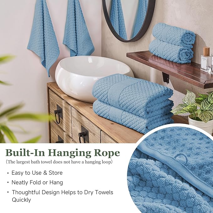 Simple&Opulence 6 Piece Luxury Towel Set, 100% Cotton Bathroom Towels