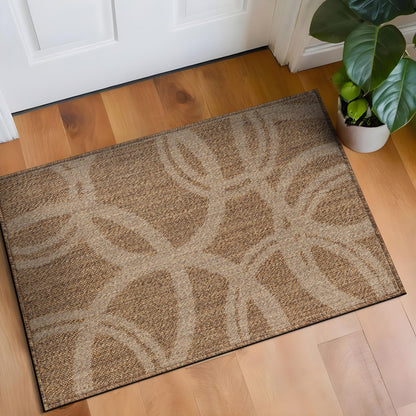 Rugshop Abstract Indoor Outdoor Flat Woven Area Rug,Natural Jute-Style,Easy-Care Patio Rug for Entryway Backyard Porch Deck Balcony, 2' x 3' Sand/Natural
