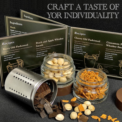 DIY Whiskey Gifts for Men - DIY Whiskey Infusion Set - Whiskey Making Kit - Decanter Set with Botanicals & Wood Chips - Bourbon Decanter & Birthday Gifts for Men