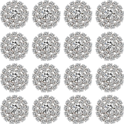 Hicarer 50 Packs Rhinestone Embellishments 19 mm Sew on Rhinestones Gems Button Accessory Silver Glass Crystals Buttons for DIY Jewelry Crafting Sewing Clothes Wedding Hair Decoration Accessories