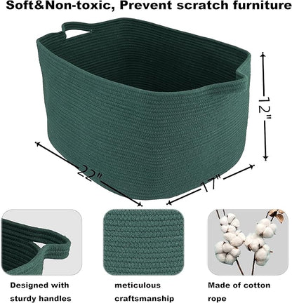 Large Rectangle Blankets Basket Living Room 22"x17"x12" Woven Cotton Rope
