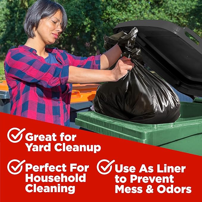ToughBag 64-65 Gallon Trash Bags Heavy Duty, 50 x 48” Large Black Garbage Bags