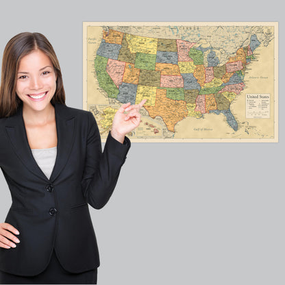 2 Pack - Laminated World Map & US Map Poster Set - Wall Chart Map of the World & United States - Made in the USA [Yellow]