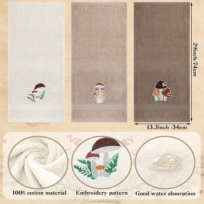 3 Pcs Mushroom Decorative Hand Towels