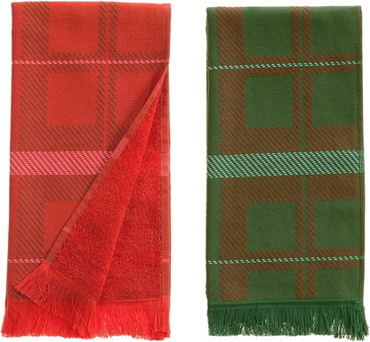 sea me at home Holiday Plaid Hand Towels