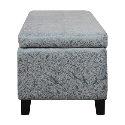 Christopher Knight Home Glouster Living Room Ottoman with Storage, Jacquard Upholstered Storage Ottoman Bench, Rectangular Sofa Foot Stool, Bedroom End of Bed Bench, Shoe Organizer, Antique Blue